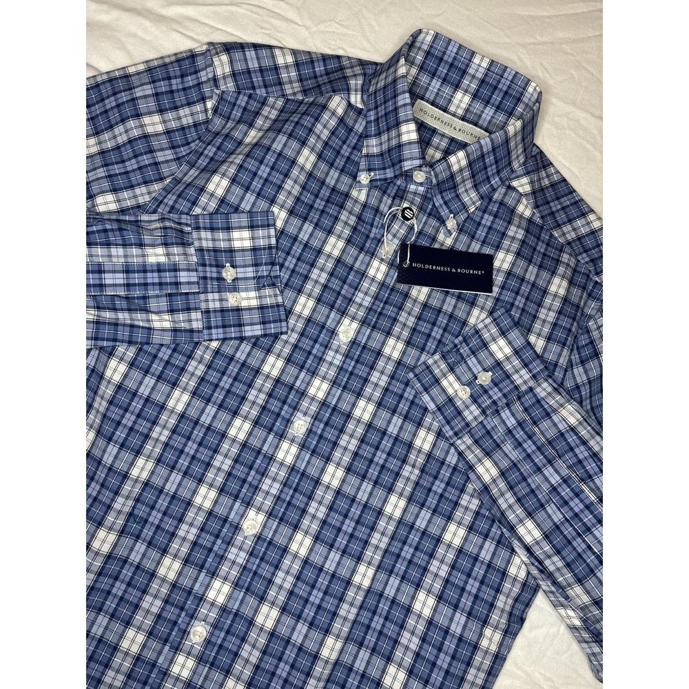 Holderness & Bourne The Andrews Shirt Tailored Fit Stretch Plaid Medium NWT $168